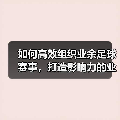 如何高效组织业余足球赛事,打造影响力的业余足球联盟(图4) 如何高效组织业余足球赛事,打造影响力的业余足球联盟(图4)