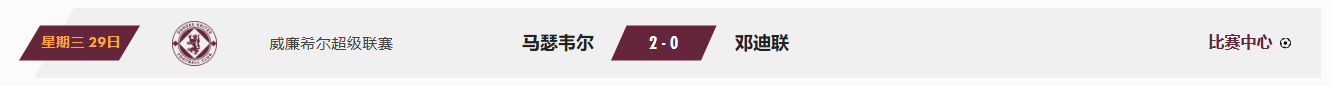 马瑟韦尔 2-0 邓迪联